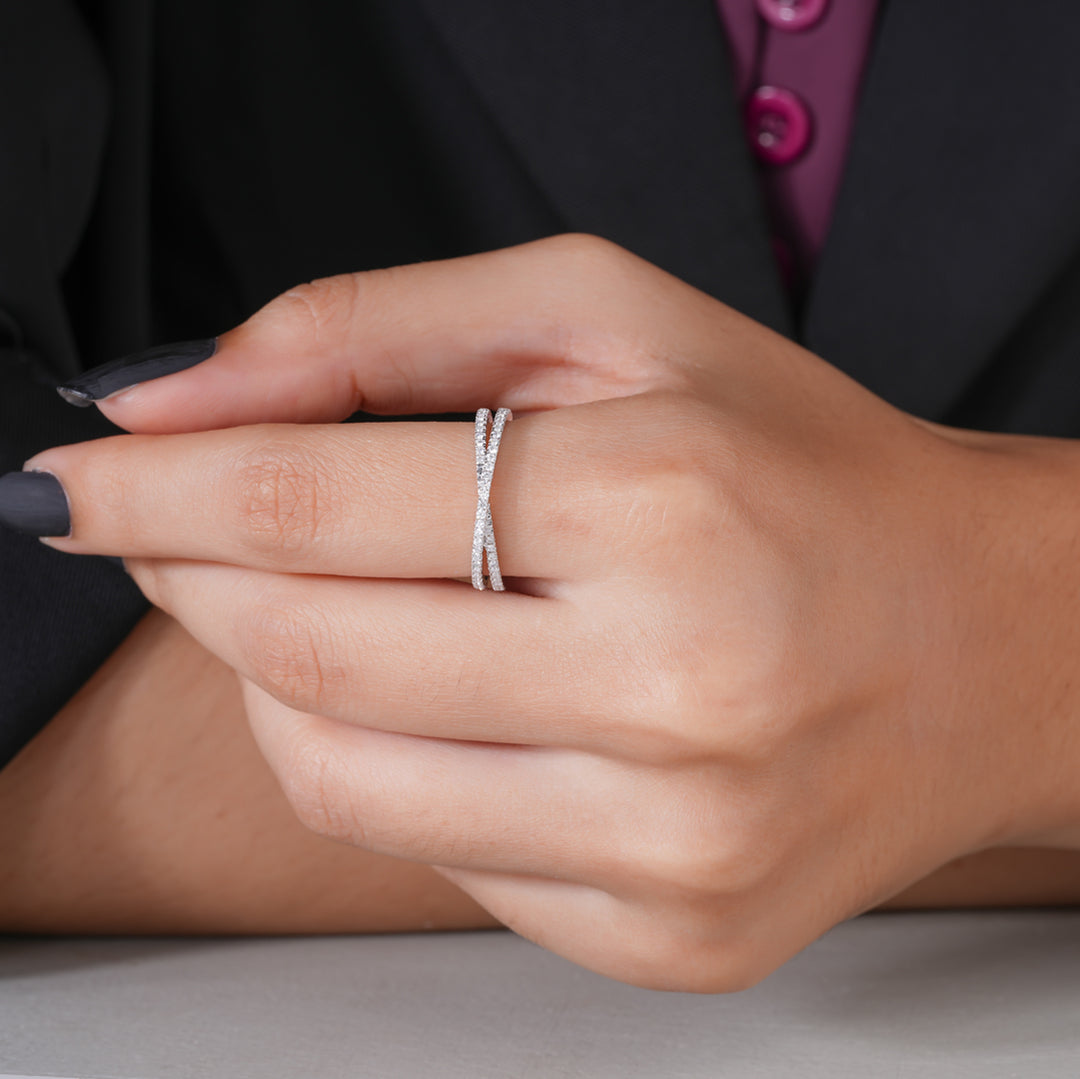 0.30 CT Lab-Grown Diamond Twisted Half Eternity Ring | Stackable Band