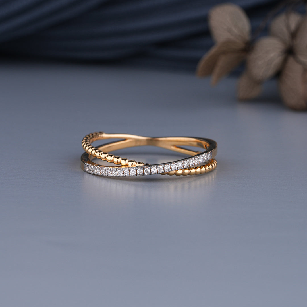 0.07 CT Lab-Grown Diamond Twisted Half Eternity Ring | Dainty Stackable Band