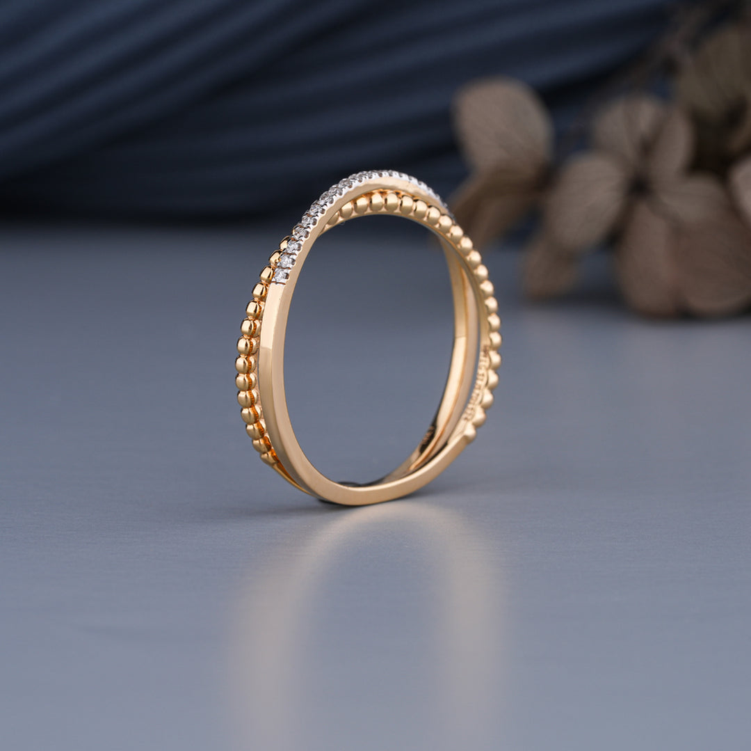 0.07 CT Lab-Grown Diamond Twisted Half Eternity Ring | Dainty Stackable Band