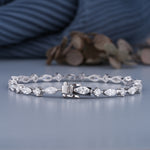 Load image into Gallery viewer, 4.60 CTW Marquise & Round Diamond Tennis Bracelet – Lab‑Grown in Solid Gold