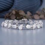 Load image into Gallery viewer, 10.20 CTW Pear And Oval Lab-Grown Diamond Tennis Bracelet in 14K White Gold – IGI Certified