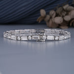 Load image into Gallery viewer, 7.63 CTW Baguette & Round Diamond Tennis Bracelet – Lab‑Grown in Solid Gold