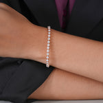 Load image into Gallery viewer, 4.15 CTW Round Diamond Four‑Prong Tennis Bracelet – Lab‑Grown in Solid Gold