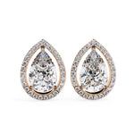Load image into Gallery viewer, 1.62 Ctw Pear & Round Diamond Halo Stud Earrings in 10K/14K/18K Gold (White, Yellow, Rose)