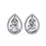 Load image into Gallery viewer, 1.62 Ctw Pear & Round Diamond Halo Stud Earrings in 10K/14K/18K Gold (White, Yellow, Rose)