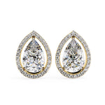Load image into Gallery viewer, 1.62 Ctw Pear & Round Diamond Halo Stud Earrings in 10K/14K/18K Gold (White, Yellow, Rose)