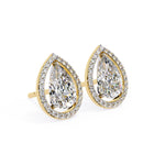 Load image into Gallery viewer, 1.62 Ctw Pear & Round Diamond Halo Stud Earrings in 10K/14K/18K Gold (White, Yellow, Rose)