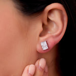 Load image into Gallery viewer, 4.18 CTW Radiant Lab-Grown Diamond Stud Earrings in 14K White Gold – IGI Certified