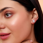 Load image into Gallery viewer, 1.00 CTW Radiant Lab-Grown Diamond Stud Earrings in 14K White Gold – IGI Certified