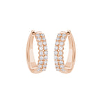 Load image into Gallery viewer, 0.47 Ctw Two‑Line Round Diamond Hoop Earrings in 10K/14K/18K Gold (White, Yellow, Rose)