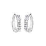 Load image into Gallery viewer, 0.47 Ctw Two‑Line Round Diamond Hoop Earrings in 10K/14K/18K Gold (White, Yellow, Rose)
