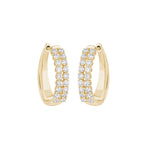Load image into Gallery viewer, 0.47 Ctw Two‑Line Round Diamond Hoop Earrings in 10K/14K/18K Gold (White, Yellow, Rose)
