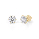 Load image into Gallery viewer, 4.03 CTW Round Lab-Grown Diamond Stud Earrings in 14K Yellow Gold – IGI Certified