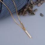 Load image into Gallery viewer, 0.56 CT Pavé Bar Diamond Pendant Necklace | Lab-Grown | Vertical 8-Stone Solid Gold Design