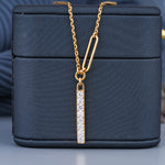 Load image into Gallery viewer, 0.56 CT Pavé Bar Diamond Pendant Necklace | Lab-Grown | Vertical 8-Stone Solid Gold Design