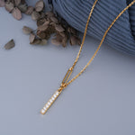 Load image into Gallery viewer, 0.56 CT Pavé Bar Diamond Pendant Necklace | Lab-Grown | Vertical 8-Stone Solid Gold Design