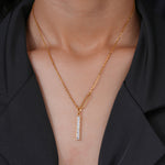 Load image into Gallery viewer, 0.56 CT Pavé Bar Diamond Pendant Necklace | Lab-Grown | Vertical 8-Stone Solid Gold Design