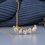 Load image into Gallery viewer, 3.01 CT Multi-Shape Bezel Diamond Pendant Necklace | Lab-Grown | 5-Stone Artistic Gold Design