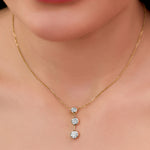 Load image into Gallery viewer, Three-Stone 1.55 CT Round Bezel-Set Diamond Pendant Necklace | Lab-Grown | Solid Gold