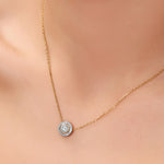 Load image into Gallery viewer, Lab Grown Round Cut Halo Diamond Necklace | 0.68 CT | Certified 21 Stone Pendant | For Women