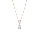 Load image into Gallery viewer, Two Stone Drop Diamond Pendant Necklace – 1.54 CT Pear & Round Lab-Grown Diamonds
