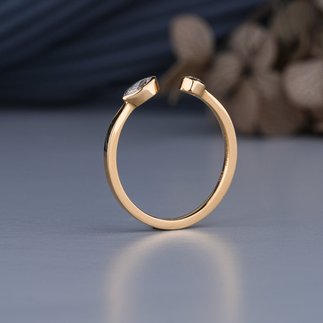 Toi et Moi Lab Grown Diamond Ring – 0.10 ct Marquise + 0.05 ct Round | 10K/14K/18K Gold | IGI Certified