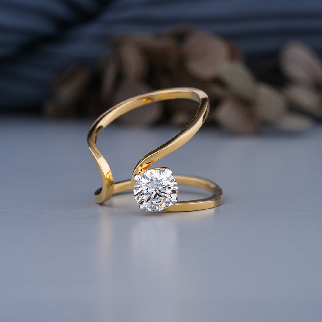 1 Carat Round Lab Grown Diamond Bypass Solitaire Ring | IGI Certified | 10K/14K/18K Gold