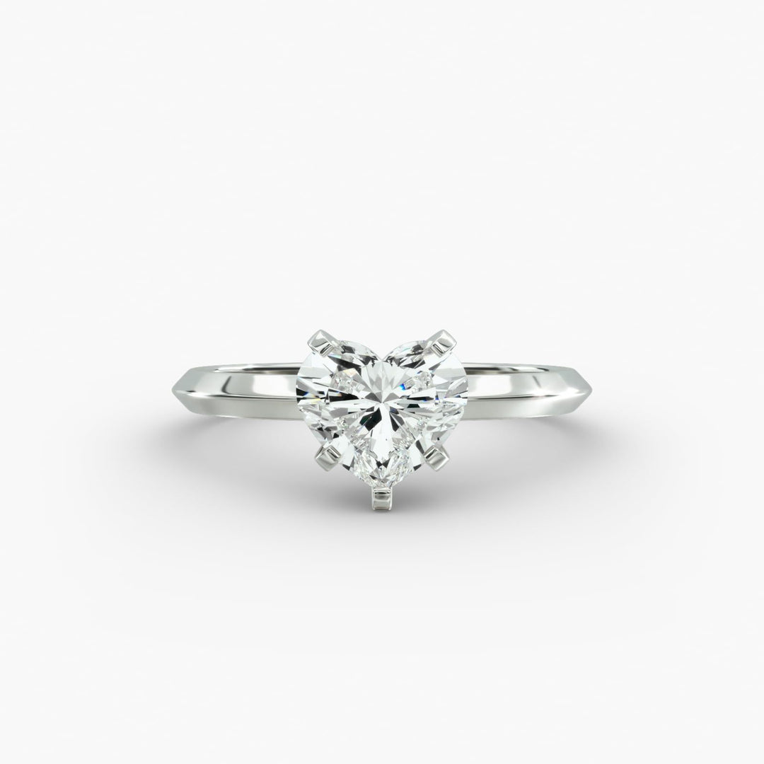 Heart Lab-Grown Diamond Knife-Edge Five-Prong Engagement Ring | Romantic Solitaire | IGI Certified | 10K/14K/18K Gold