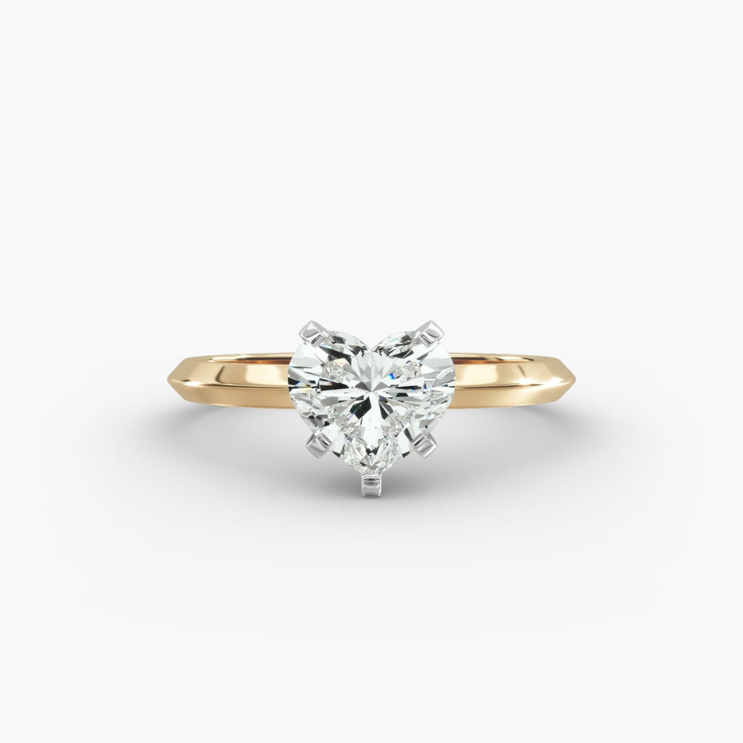 Heart Lab-Grown Diamond Knife-Edge Five-Prong Engagement Ring | Romantic Solitaire | IGI Certified | 10K/14K/18K Gold