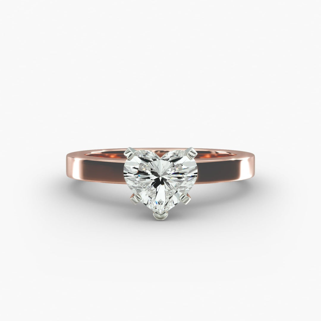 Heart Lab-Grown Diamond Solitaire Ring – 5-Prong Bold Band | IGI Certified | 10K/14K/18K Gold