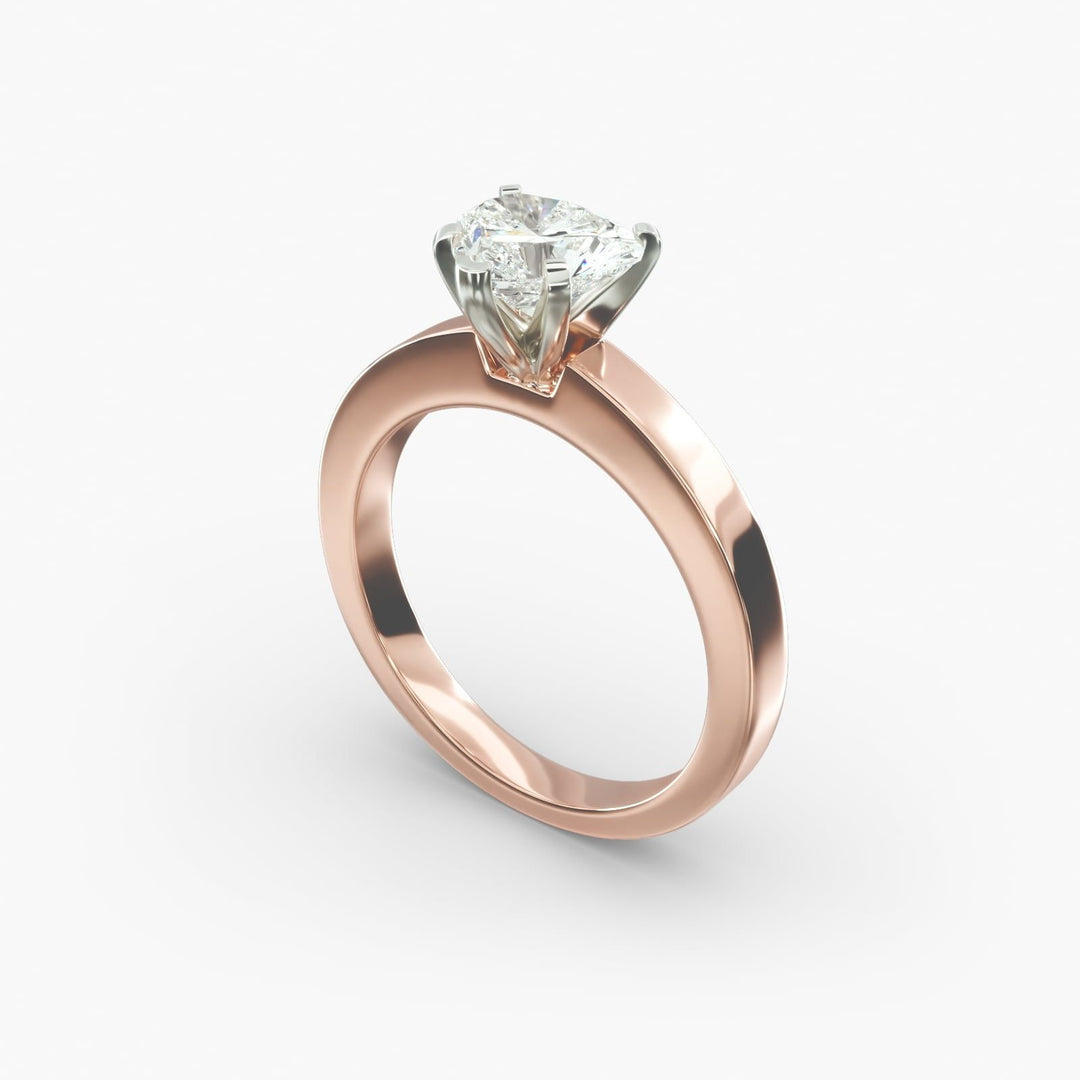Heart Lab-Grown Diamond Solitaire Ring – 5-Prong Bold Band | IGI Certified | 10K/14K/18K Gold