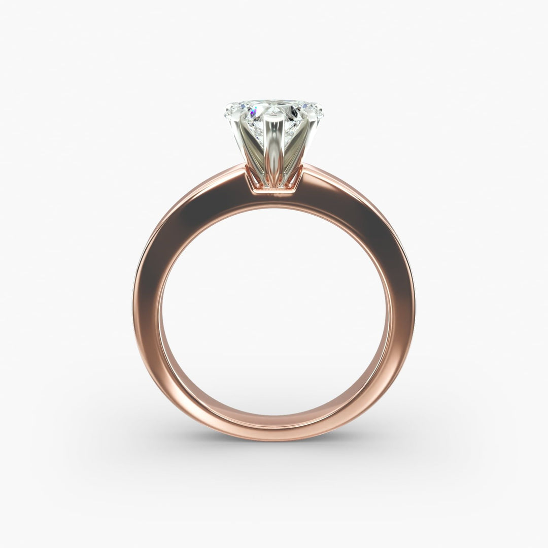 Heart Lab-Grown Diamond Solitaire Ring – 5-Prong Bold Band | IGI Certified | 10K/14K/18K Gold