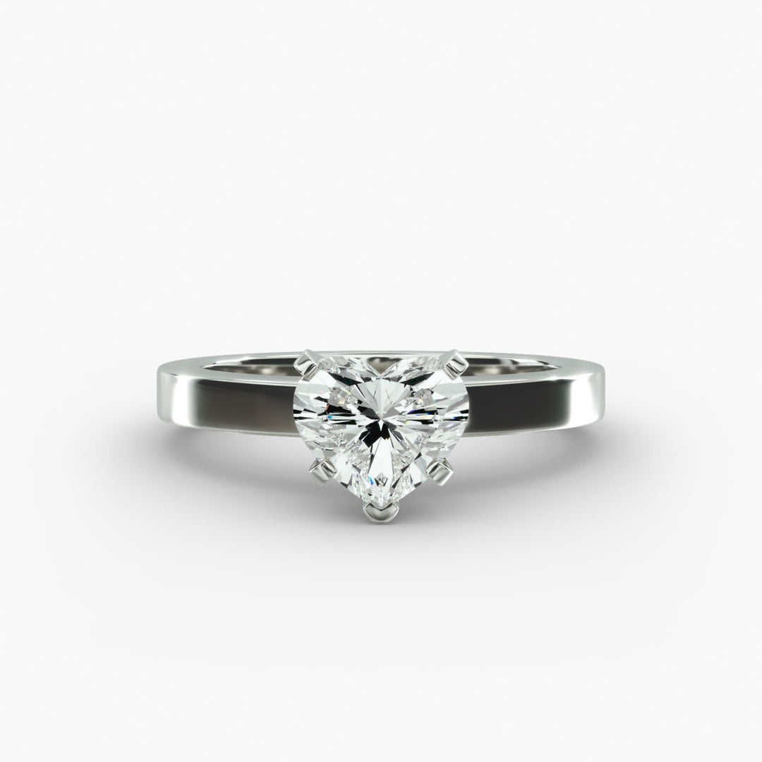 Heart Lab-Grown Diamond Solitaire Ring – 5-Prong Bold Band | IGI Certified | 10K/14K/18K Gold