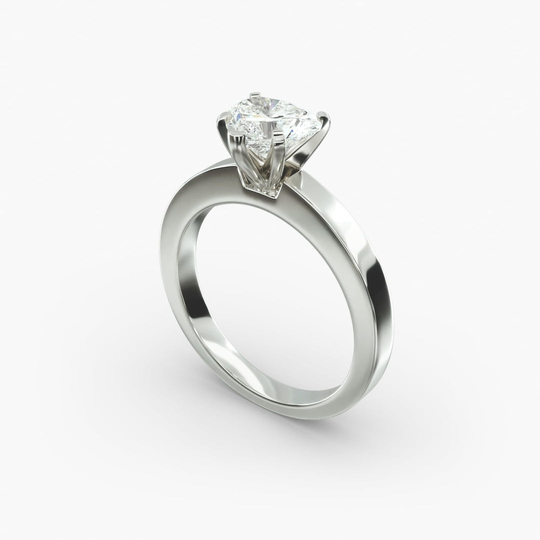 Heart Lab-Grown Diamond Solitaire Ring – 5-Prong Bold Band | IGI Certified | 10K/14K/18K Gold