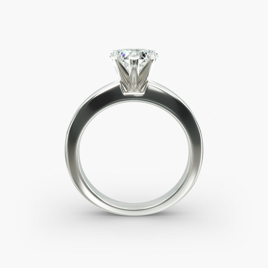 Heart Lab-Grown Diamond Solitaire Ring – 5-Prong Bold Band | IGI Certified | 10K/14K/18K Gold