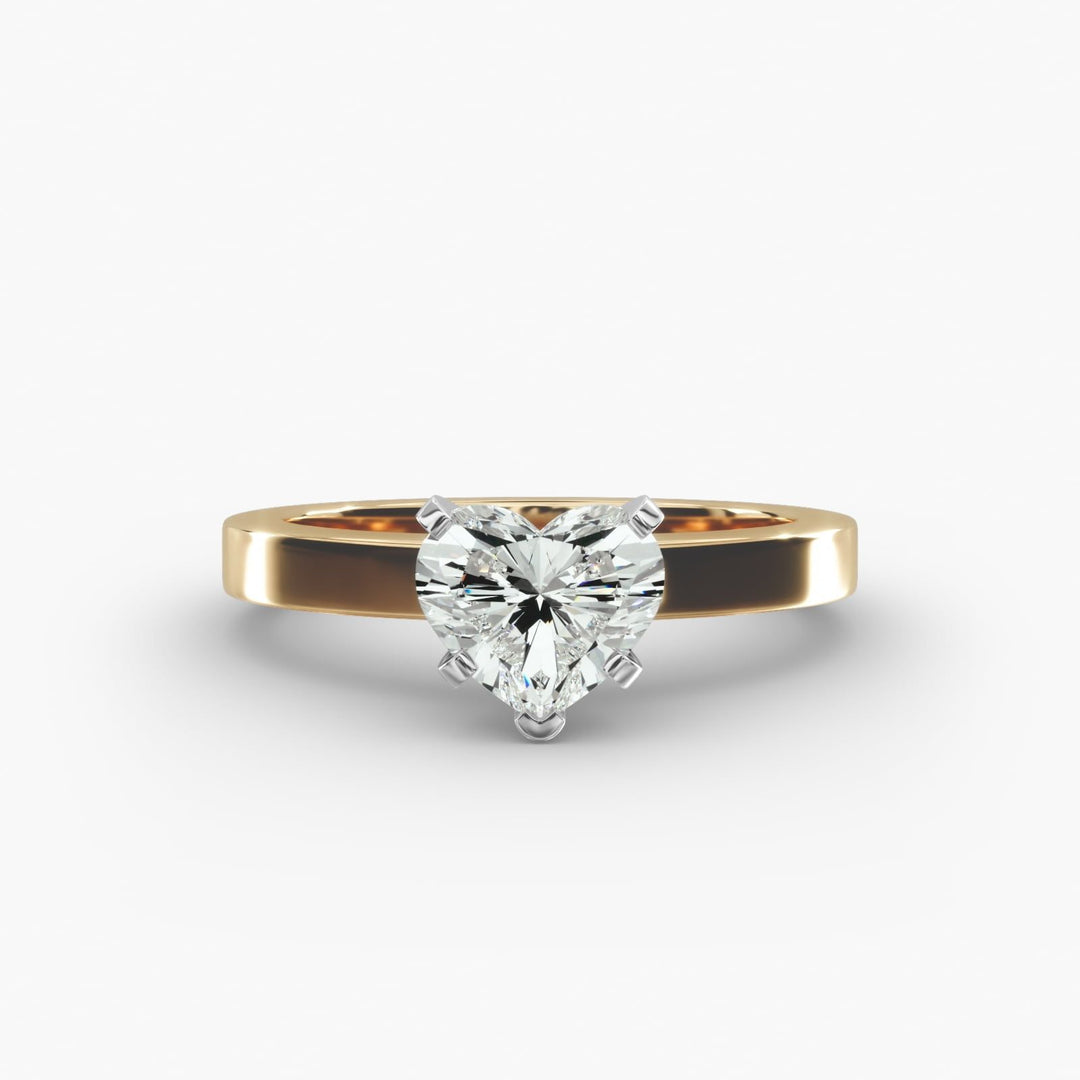 Heart Lab-Grown Diamond Solitaire Ring – 5-Prong Bold Band | IGI Certified | 10K/14K/18K Gold