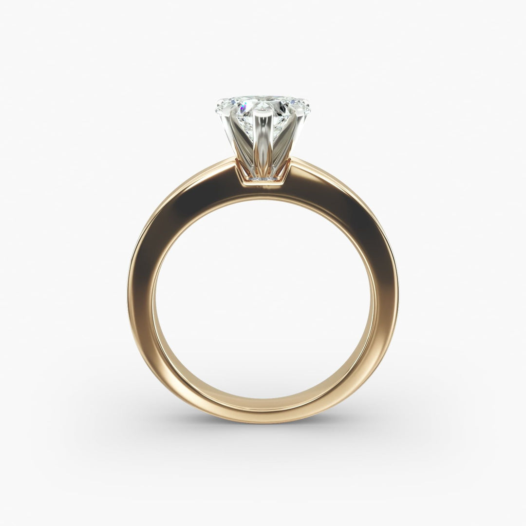 Heart Lab-Grown Diamond Solitaire Ring – 5-Prong Bold Band | IGI Certified | 10K/14K/18K Gold