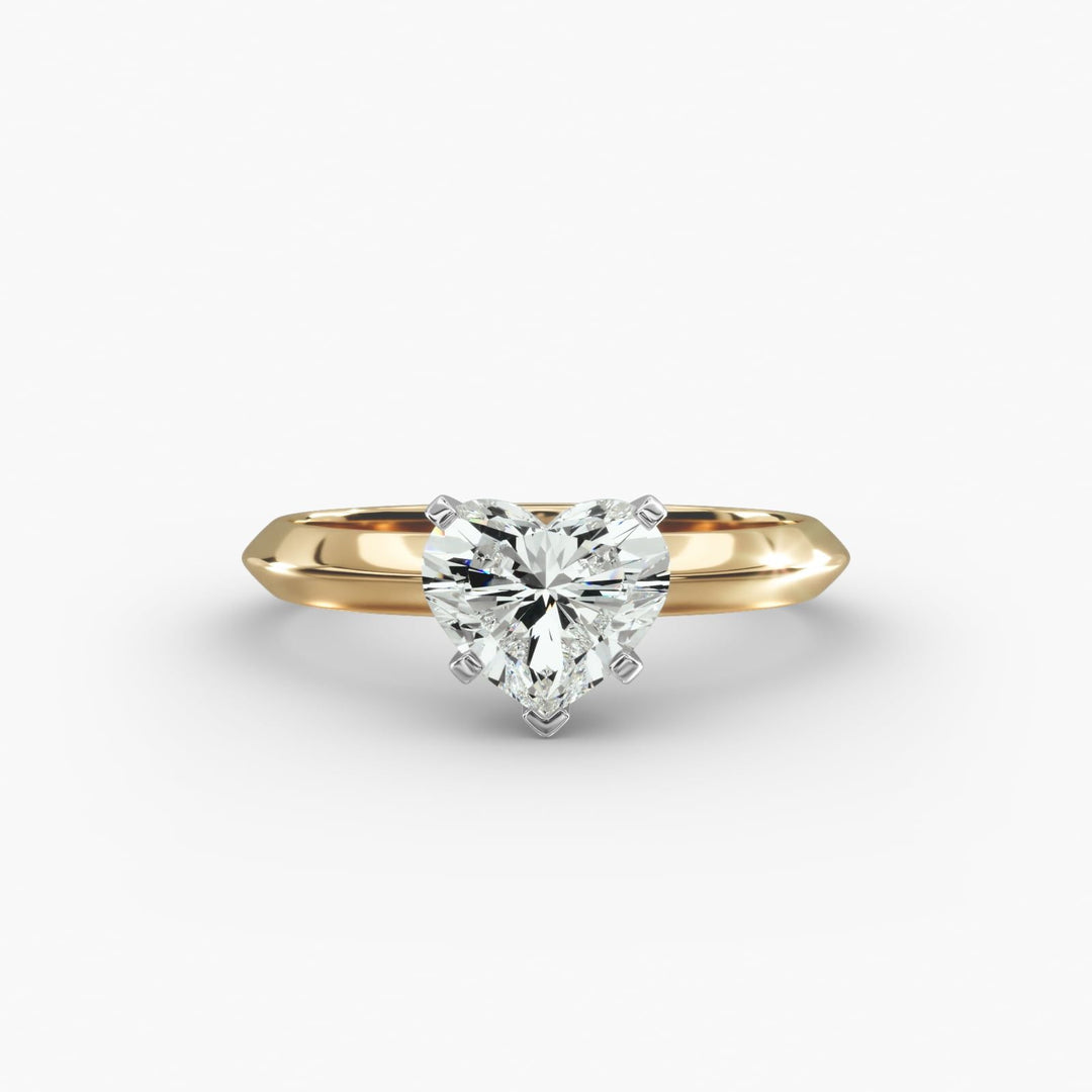 Heart Lab-Grown Diamond Solitaire Ring – 5-Prong Knife-Edge Band | IGI Certified | 10K/14K/18K Gold