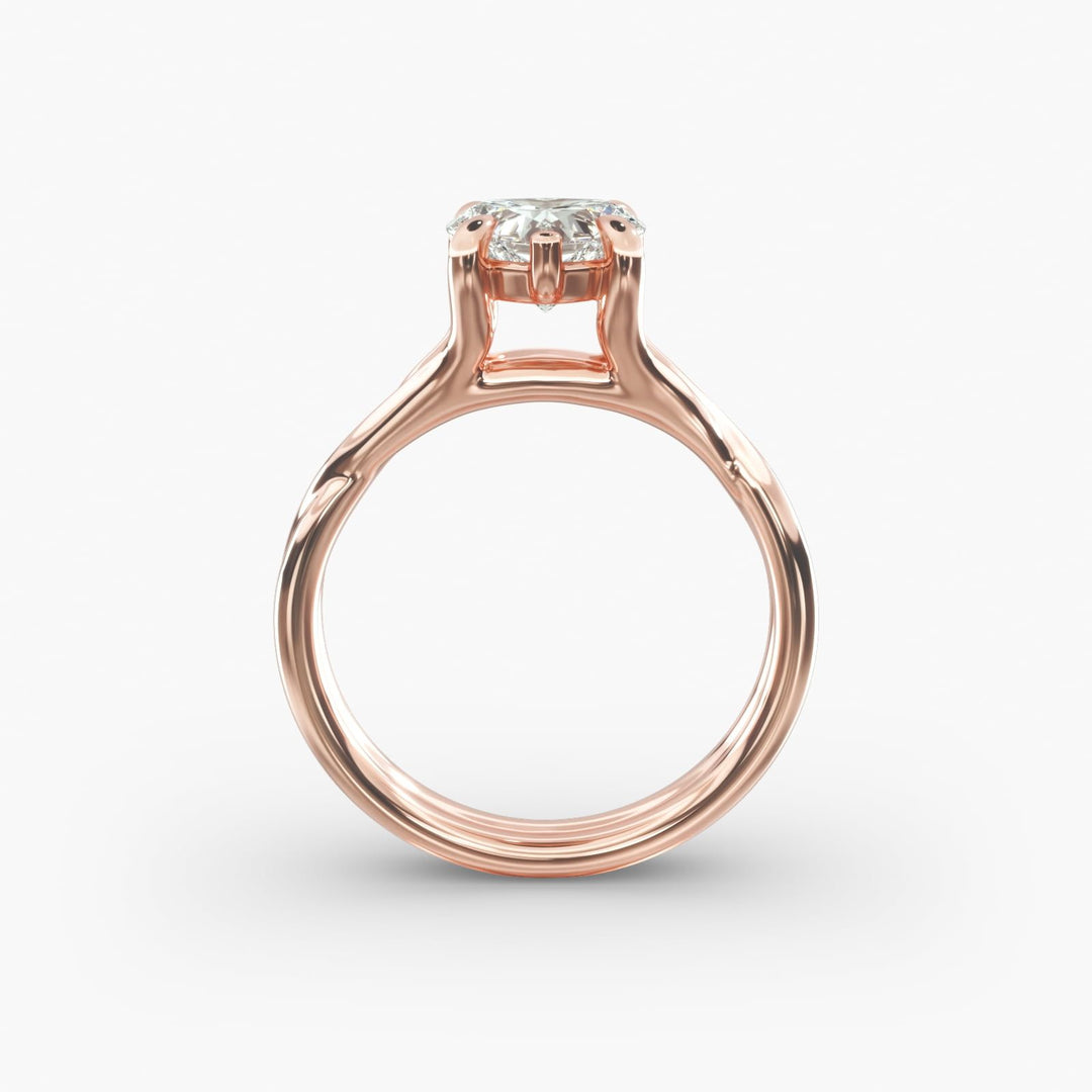 Heart Lab-Grown Diamond Ring – Twisted Band Design | IGI Certified | 10K/14K/18K Gold