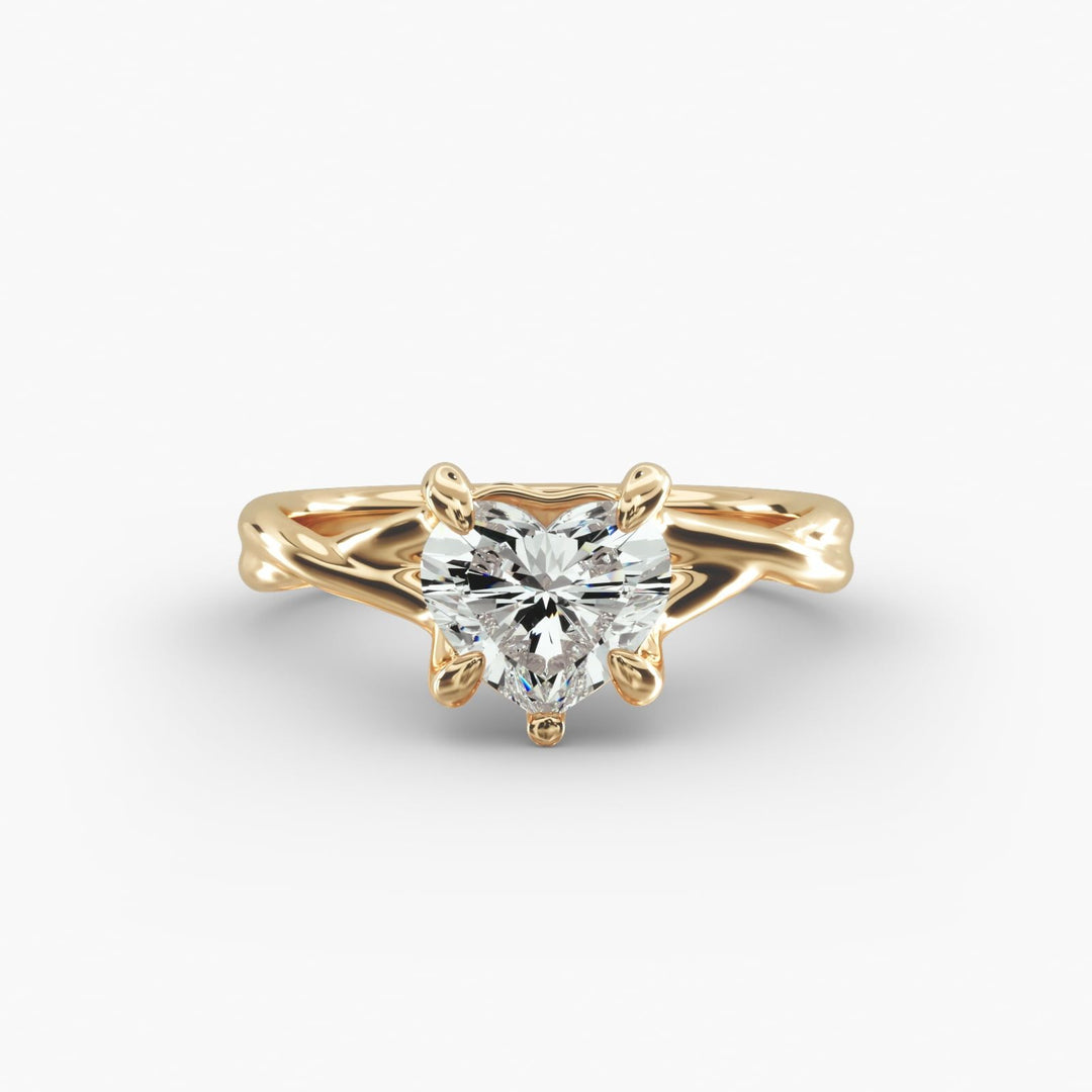 Heart Lab-Grown Diamond Ring – Twisted Band Design | IGI Certified | 10K/14K/18K Gold