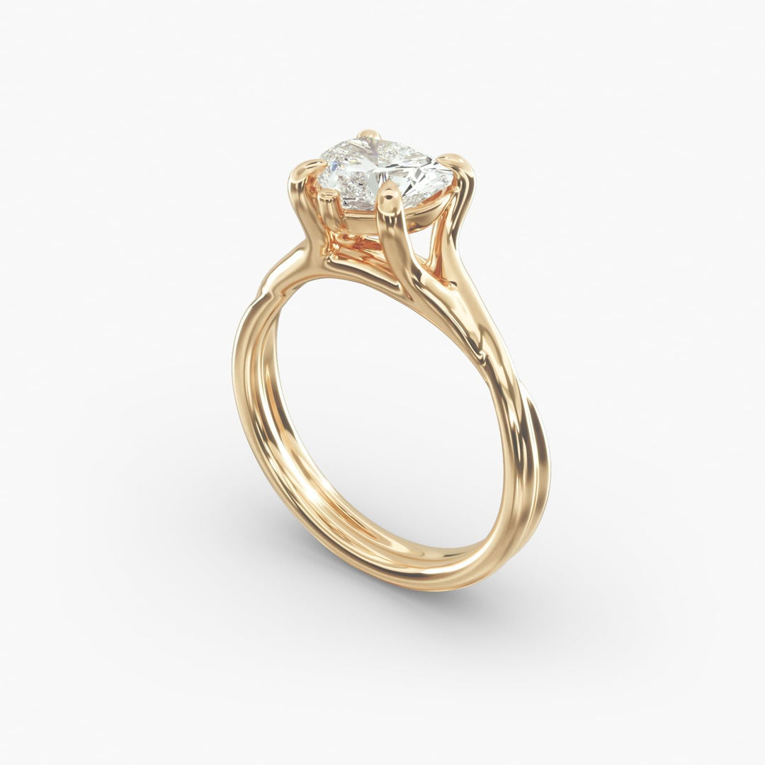 Heart Lab-Grown Diamond Ring – Twisted Band Design | IGI Certified | 10K/14K/18K Gold