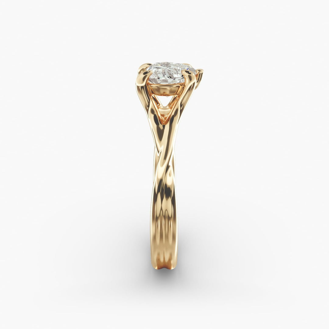 Heart Lab-Grown Diamond Ring – Twisted Band Design | IGI Certified | 10K/14K/18K Gold