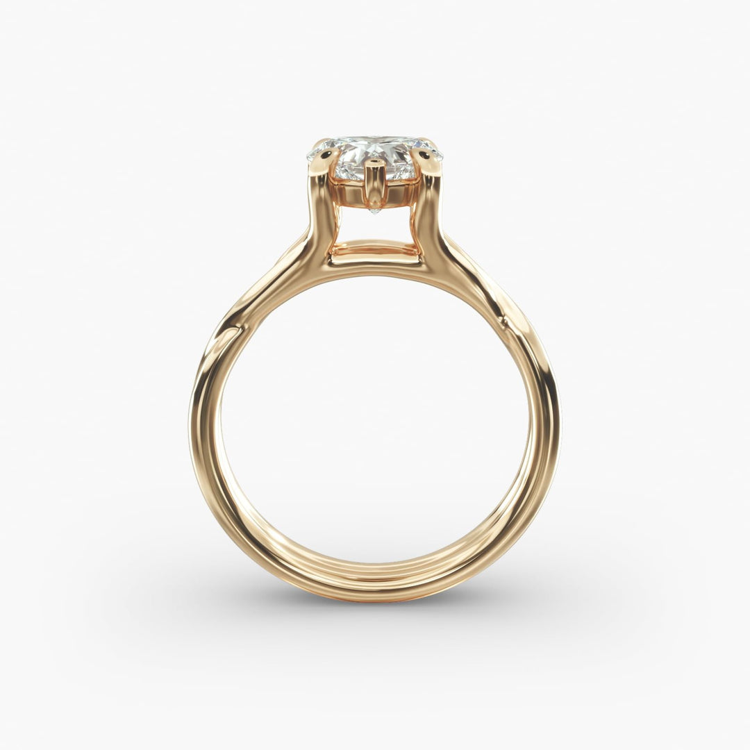 Heart Lab-Grown Diamond Ring – Twisted Band Design | IGI Certified | 10K/14K/18K Gold