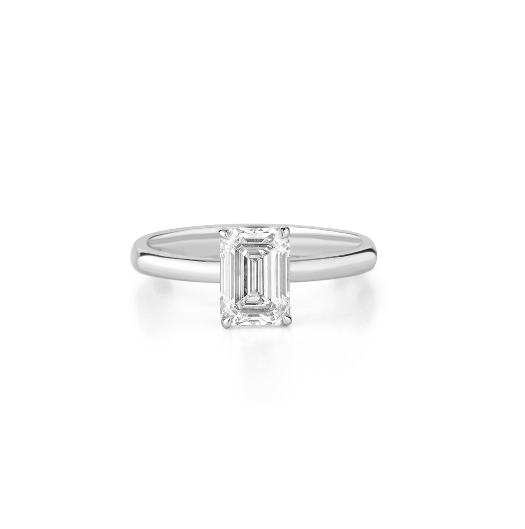 Emerald Cut Lab Grown Diamond Solitaire Ring | E–F Color VVS–VS Clarity | IGI Certified | 1.00–5.00 Carat | 10K/14K/18K Gold