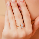 Load image into Gallery viewer, 1.25 CTW Toi Et Moi Round And Pear Lab-Grown Diamond Ring in 14K Yellow Gold – IGI Certified