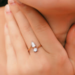 Load image into Gallery viewer, 1.25 CTW Toi Et Moi Round And Pear Lab-Grown Diamond Ring in 14K Yellow Gold – IGI Certified