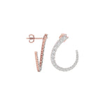 Load image into Gallery viewer, Round Lab-Grown Diamond Curved Earrings 2.23 CTW – 44 Stones | 10K, 14K, 18K White, Yellow & Rose Gold | IGI Certified