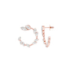 Load image into Gallery viewer, Round Lab-Grown Diamond Half-Round Circle Earrings 0.73 CTW – 40 Stones | 10K, 14K, 18K White, Yellow & Rose Gold | IGI Certified