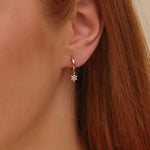 Load image into Gallery viewer, Celeste Star Drop Lab-Grown Diamond Huggie Earrings 0.06 CTW – 22 Round Stones | 10K, 14K, 18K Gold | IGI Certified