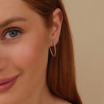 Load image into Gallery viewer, Round Lab-Grown Diamond Curved Hoop Earrings 0.55 CTW – 70 Stones | 10K, 14K, 18K Gold | IGI Certified